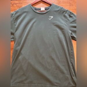 Gymshark Men's LARGE Dark Green Short Sleeve Crewneck Fitness T-Shirt Tee Dark